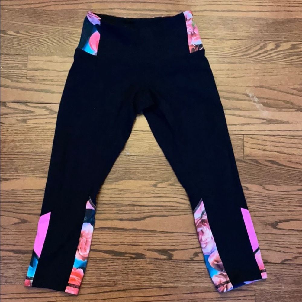 lululemon black pink and blue leggings